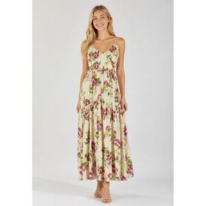 Rachel Roy Floral Maxi Dress Open White Pink Peony Cottagecore Summer Size‎ 8